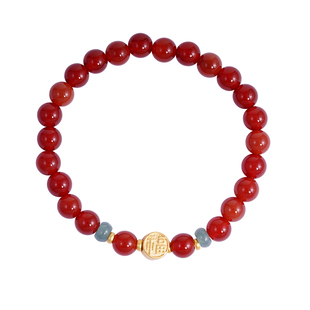 赛赛莉安新年红玛瑙翡翠和田玉新中式手串手链叠戴个性送礼