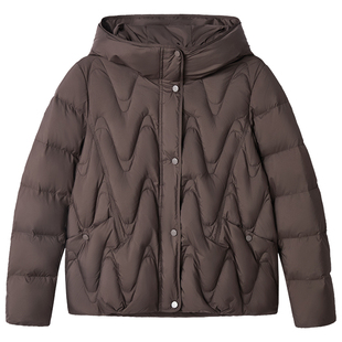 商场同款PURE TOUCH女装25冬新款白鸭绒羽绒服短款连帽宽松羽绒服