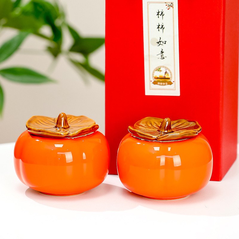 乔迁新居装饰新款中式玄关柿子工艺品ins装饰创意陶瓷如意摆件