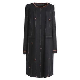 乔万尼羊毛连衣裙春装商场新款女宽松直筒条纹长袖打底裙中长厚