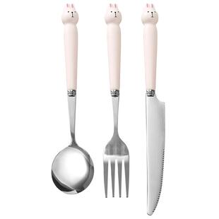 西餐餐具儿童餐盘可爱高级感切牛排刀叉个人专用刀叉勺盘全套套装