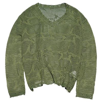 STILLYOU复古V领星星镂空针织衫