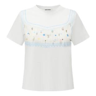 SHRO ENRO 佩拉斯特海滩女士立体钉珠印花T恤 银泰百货301469