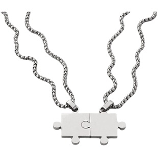 PDSTYLE 日系Gap拼图钛钢情侣项链一对情侣款小众嘻哈吊坠男女潮