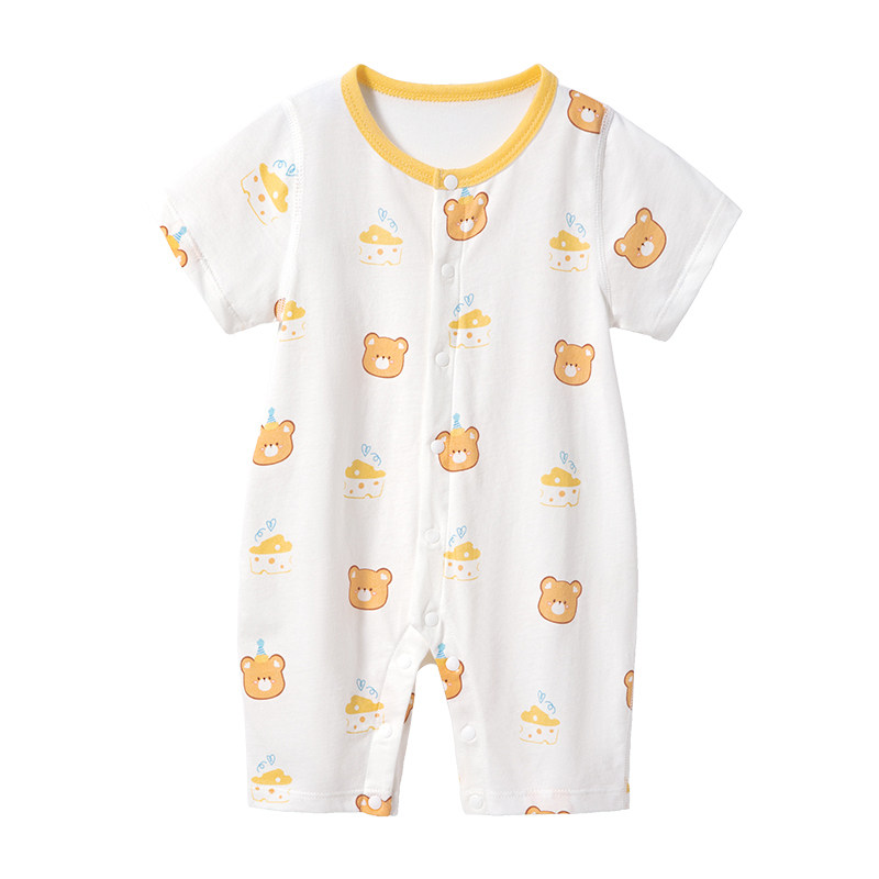 贝肽斯婴儿衣服夏季薄款男女宝宝短袖连体衣纯棉新生儿睡衣空调服