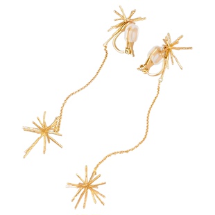 OSEWAYA耳夹复古长款垂坠灵动烟花无耳洞耳环女高级银色日剧同款