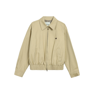 pusumede 枫叶特调 复古翻领夹克外套女简约休闲拉链工装宽松上衣