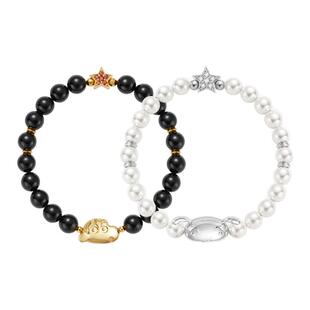 情人节礼物送女友babama蜡笔小新真挚伙伴手串情侣黑曜石手链小白