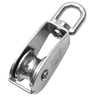 304不锈钢滑轮起重工具吊钩单双轮子轨道钢丝绳小U型吊环定滑轮组