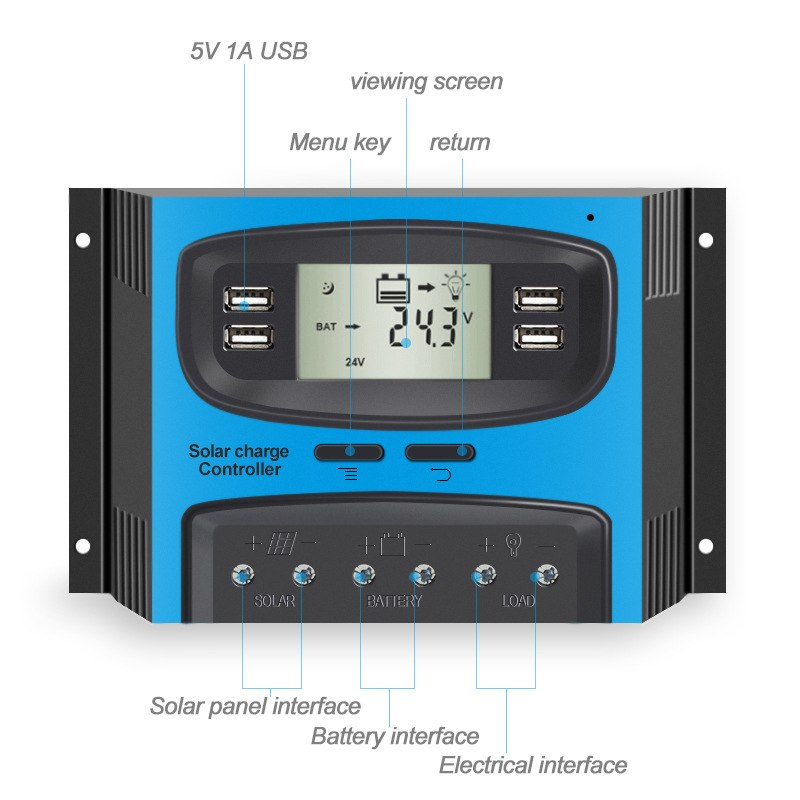 BYGD百盈50A12v24v光伏系统太阳能网高效节能离液晶显示控制器