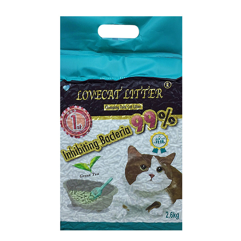 爱宠爱猫lovecat豆腐绿茶猫砂2.5kgN1豆腐砂同厂不粘底可冲马桶6L