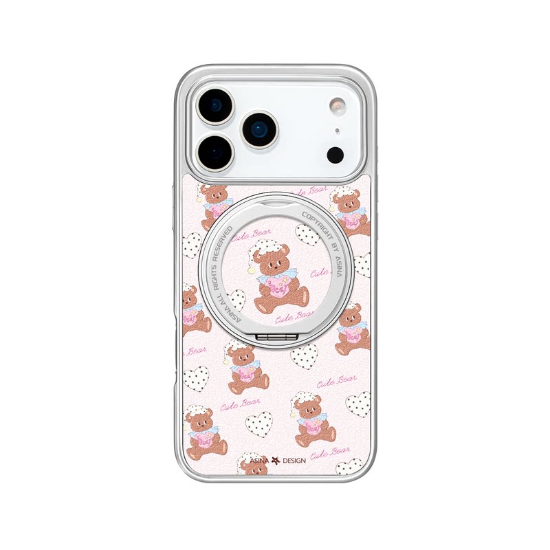 小熊序曲适用苹果17Promax手机壳新款iPhone16Pro磁吸带支架保护套Co2支点ip15可爱高级感14好看13pm全包女