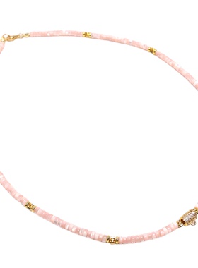 粉色马蹄贝壳银丝夏季锁骨链短款泰国佛牌链女士清新轻奢镶钻女款