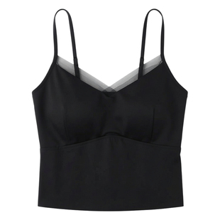 白色丝质吊带背心女带胸垫短款V领三醋酸缎面无袖上衣西装内搭