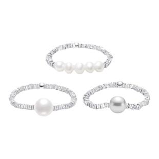 潮宏基闪耀银河S925银淡水珍珠仿珍珠戒指碎银子送女友纪念日z