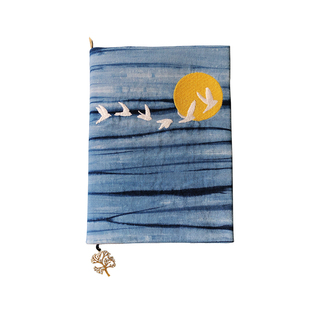 风月 非遗蓝染简约文艺刺绣手账本 A5A6手帐书衣 加厚日记本礼品