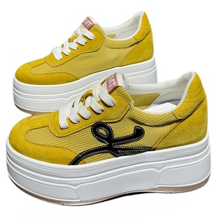 超轻便内增高女鞋2026新款夏季网面薄款厚底松糕鞋休闲小白鞋