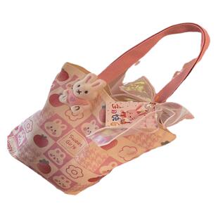 新款伴手礼可爱兔子老虎ins手拎帆布包便当袋上班通勤时尚饭盒袋