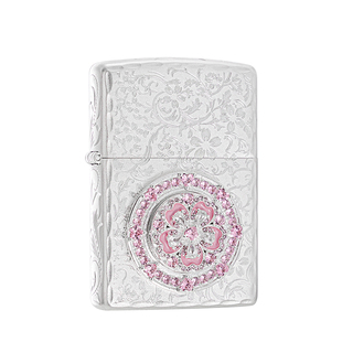 zippo打火机 镀银粉钻一秒心动 正品防风煤油高颜值情人节礼物