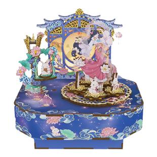 同趣拼装八音盒云屏乐舞摆件模型diy音乐盒拼装积木新年礼物女生