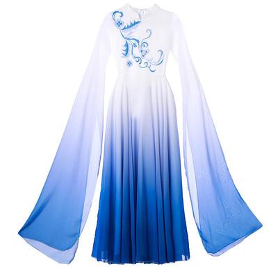 儿童古筝演出服中国风古典大摆裙