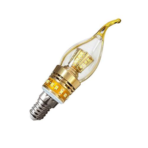 LED灯泡e14螺口灯头超亮节能灯金边拉尾上下发光蜡烛水晶吊灯专用