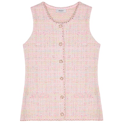 CRUSH格子花呢圆领收腰马甲