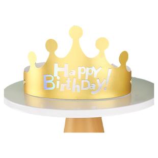 ins生日帽折叠帽子网红成人儿童宝宝派对帽镭射字母皇冠蛋糕头饰