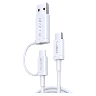 绿联二合一数据线安卓typec充电线6a一拖二66W多头双micro适用华为mate50荣耀小米手机usb超级tapyc快充tpyec