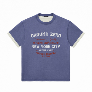 i.tGROUNDZERO短袖T恤女2026夏季新款美式复古宽松T恤男女同款