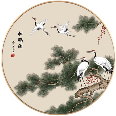 是寓意好装饰画圆形玄关新中式