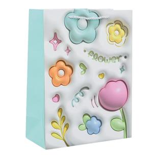 新款膨胀风卡通礼品袋可爱星星花朵生日礼物包装袋幼儿园儿童纸袋