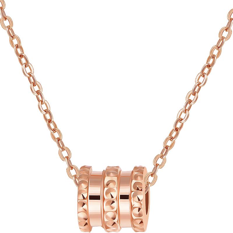 明牌珠宝18K金项链  彩金玫瑰金圆筒套链气质小蛮腰时尚女CSR0092