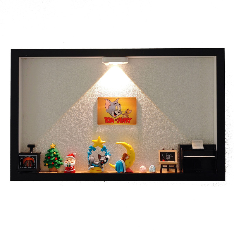 猫和老鼠娃娃屋挂画感应夜灯玄关装饰画电表箱弱电箱洞口遮挡