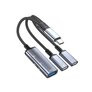 typec音频线充电二合一扩展USB转换器SD卡TF卡读卡器手机外接U盘耳机同时听歌OTG连接线适用华为小米17苹果16