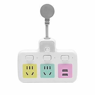 全铜带USB短线转换器办公多功能开关小夜灯家用一转多位排插板