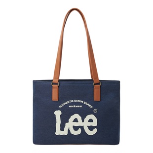 Lee 2025大容量牛仔帆布托特包女大学生大牌硬底上课通勤妈咪包