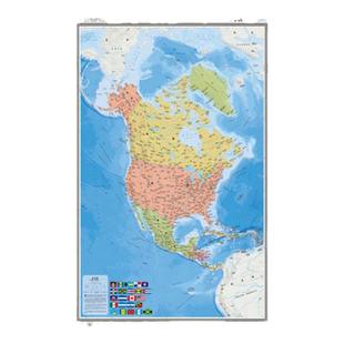2024年 北美洲地图 旅游留学 世界热点国家地图 北美洲 中外文对照 大字版 折挂两用 大全开地图1.17米X0.86米