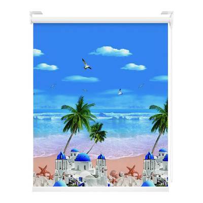 窗帘遮光2025新款免打孔彩绘卷帘