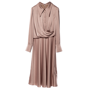 Distin Kidny/迪凯女装设计感衬衫连衣裙春季新款垂感裙子