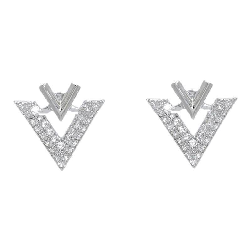 简约字母V前后戴网红耳钉
