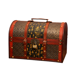 老式带锁密码储物箱复古大号整理收纳箱密室逃脱道具箱百宝箱木箱