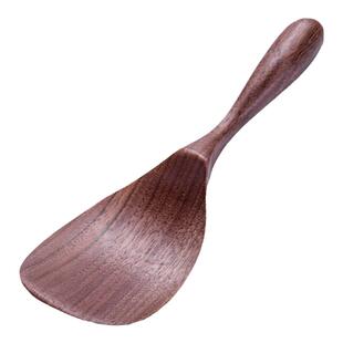 黑胡桃日式家用吃饭小木勺 长柄原木搅拌勺手工饭铲木质可爱勺子