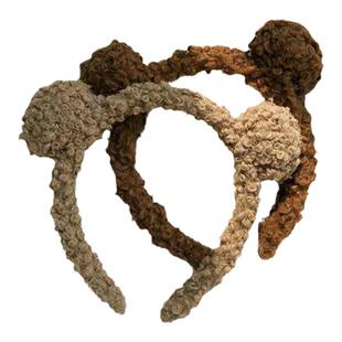 小熊发箍耳朵毛绒发卡赵露思同款洗脸网红女发窟可爱超萌头箍发带