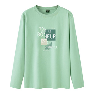 TEEK秋冬季浅绿色长袖男t恤 加绒内搭可外穿秋衣青少年加厚打底衫