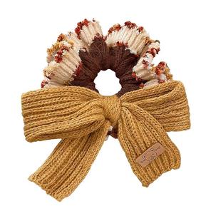 韩系超大蝴蝶结针织大肠发圈女秋冬氛围感发绳低马尾头绳2025新款