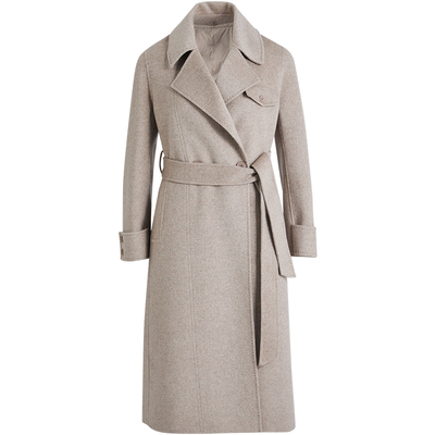 [可拆卸羽绒内胆]LANDI蓝地长款羊毛大衣女双面毛呢外套冬新品