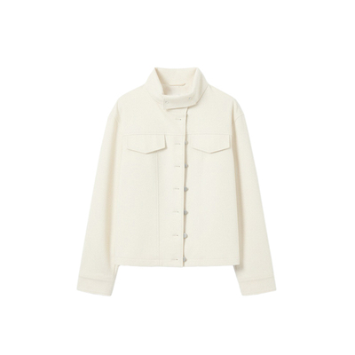 SPEAR YOUTH“白色搁浅”可卷不规则立领麂皮外套设计感夹克上衣