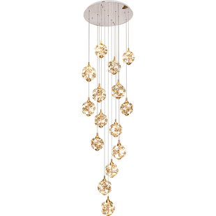 美式别墅复式楼楼梯间专用长吊灯挑高轻奢水晶loft公寓挑空客厅灯