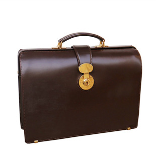 马骝手工 男士商务牛皮公文包 复古杜勒斯 经典口金包马缰皮定制